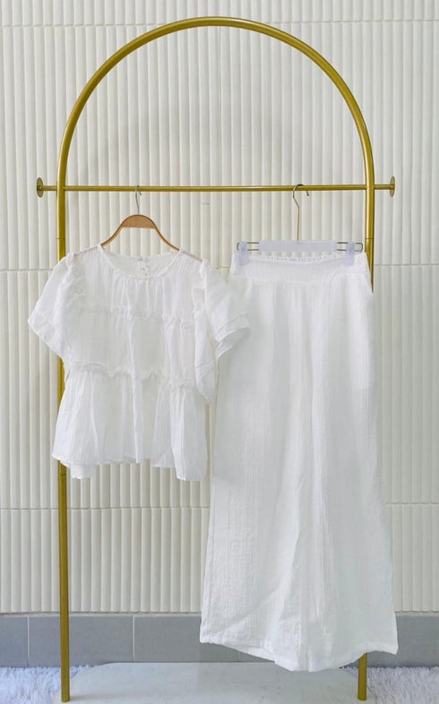 Two Piece Ruffled Top With Trouser